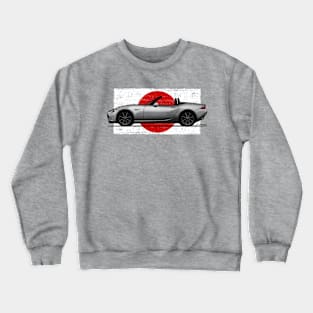 The amazingly cool japanese roadster with japanese flag background Crewneck Sweatshirt